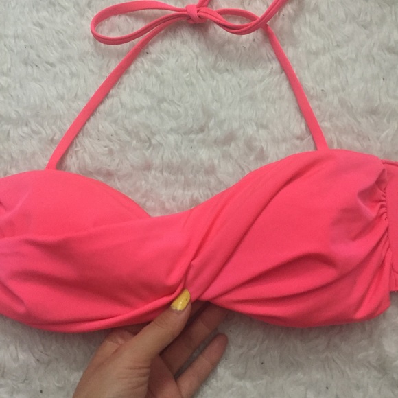 🔥 neon pink twist Bandeau bikini top - Picture 3 of 6
